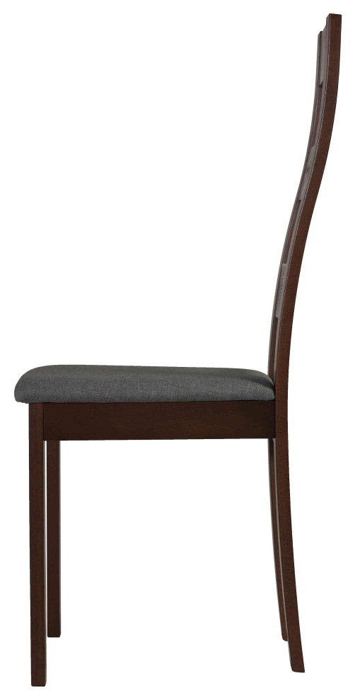 Cortesi Home Cuadro Dining Chair in Charcoal Fabric, Walnut, Set of 2