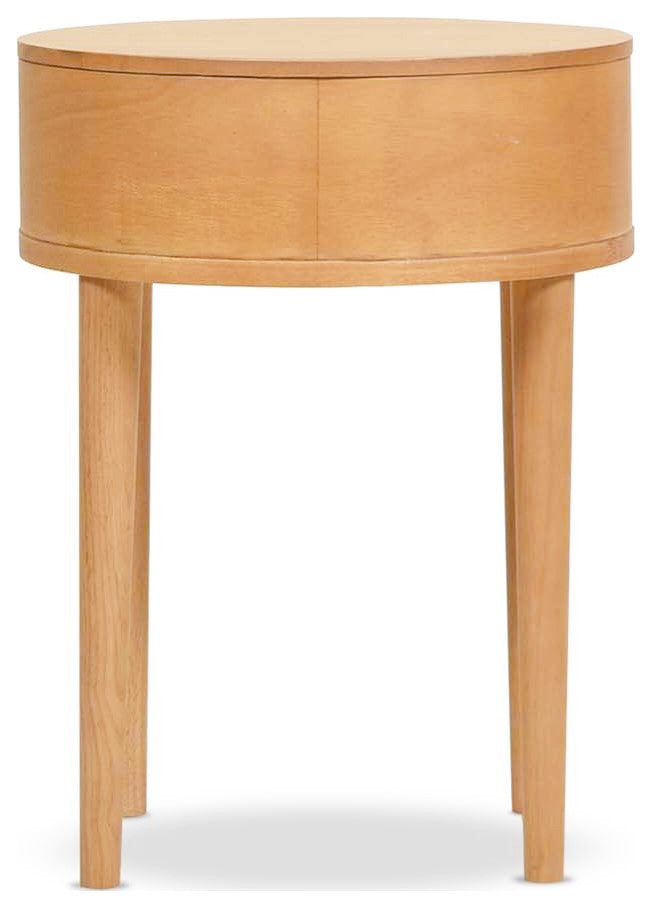 Cabana 18" Round Cane Rattan Storage Side Table, Natural Brown