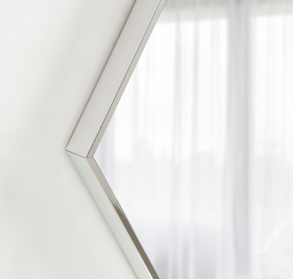 Rhodes Framed Hexagon Wall Mirror, Silver, 22x31