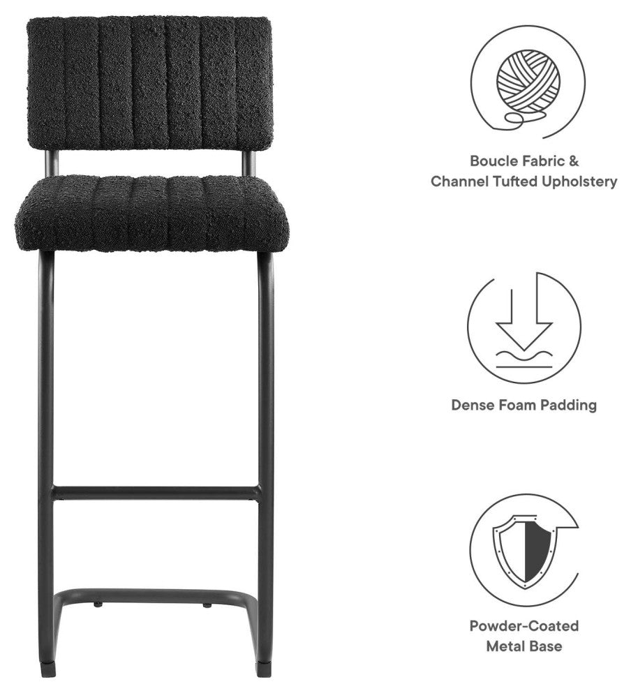 Parity Boucle Bar Stools, Set of 2, Black Black