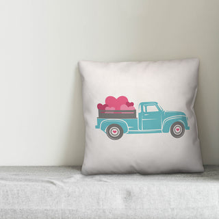Blue Love Truck 18x18 Spun Poly Pillow
