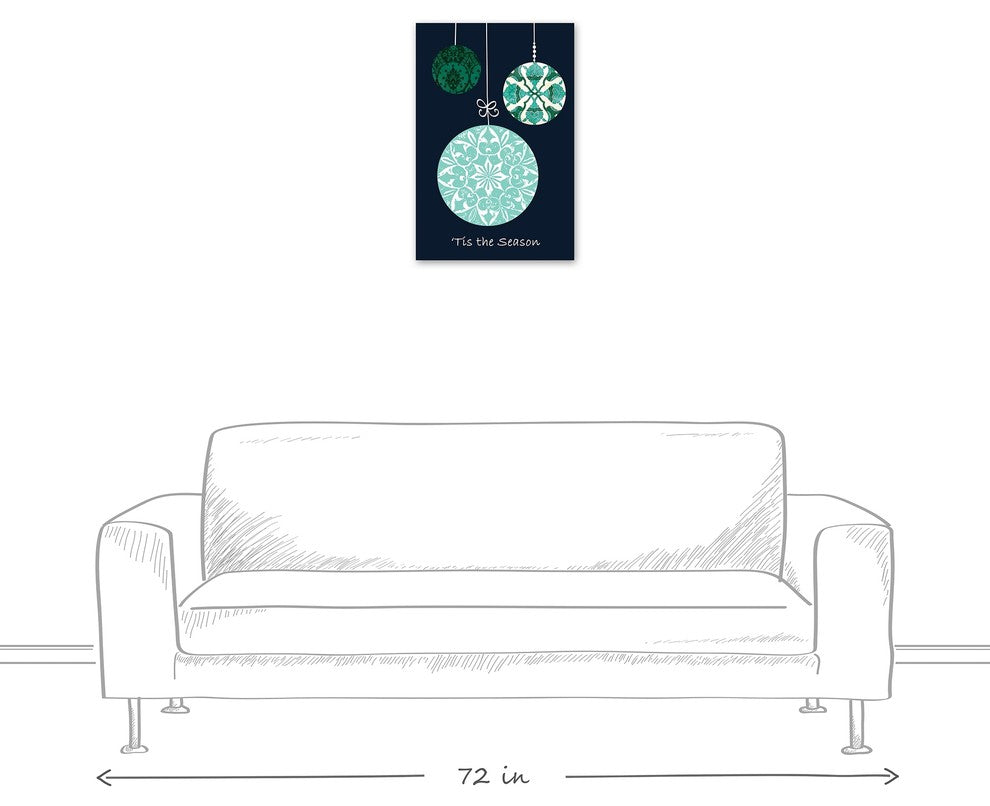Contemporary Christmas Ornaments Canvas Wall Art, 16"x24"