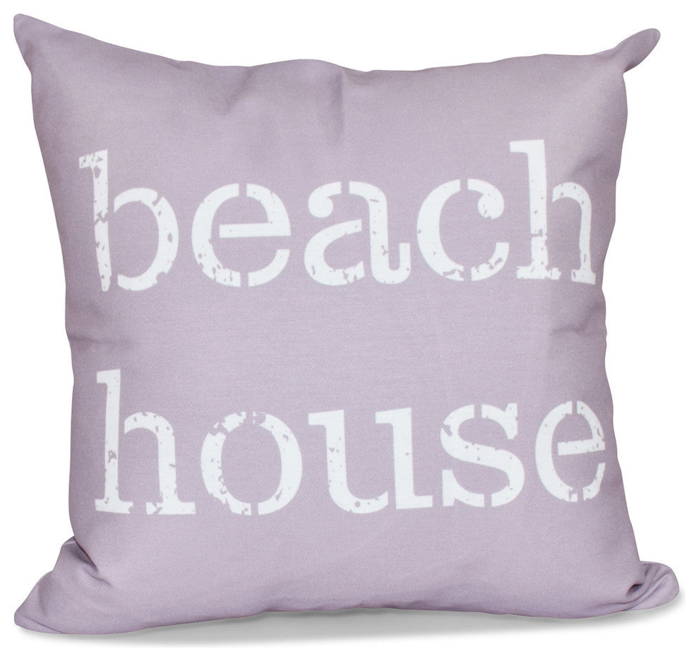 26"x26" Beach House, Word Print Pillow, Lavender