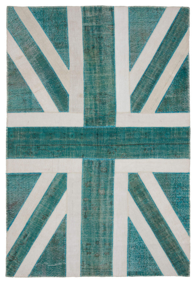 Rug N Carpet - Handmade Anatolian 6' 7'' x 9' 10'' Flag Patchwork Rug