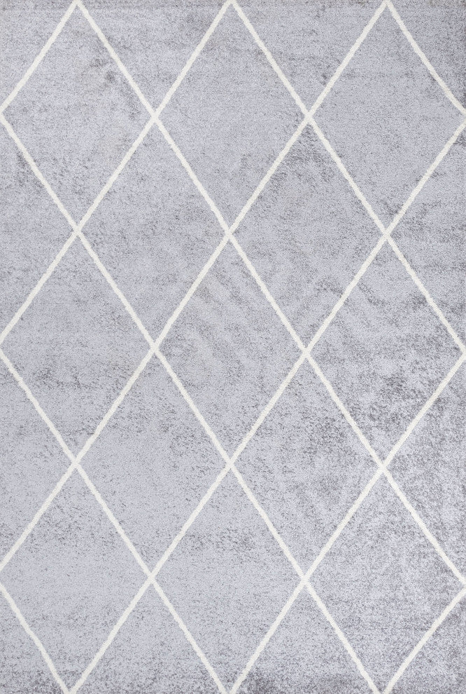 Cole Minimalist Diamond Trellis Light Gray/White 8'x10' Area Rug