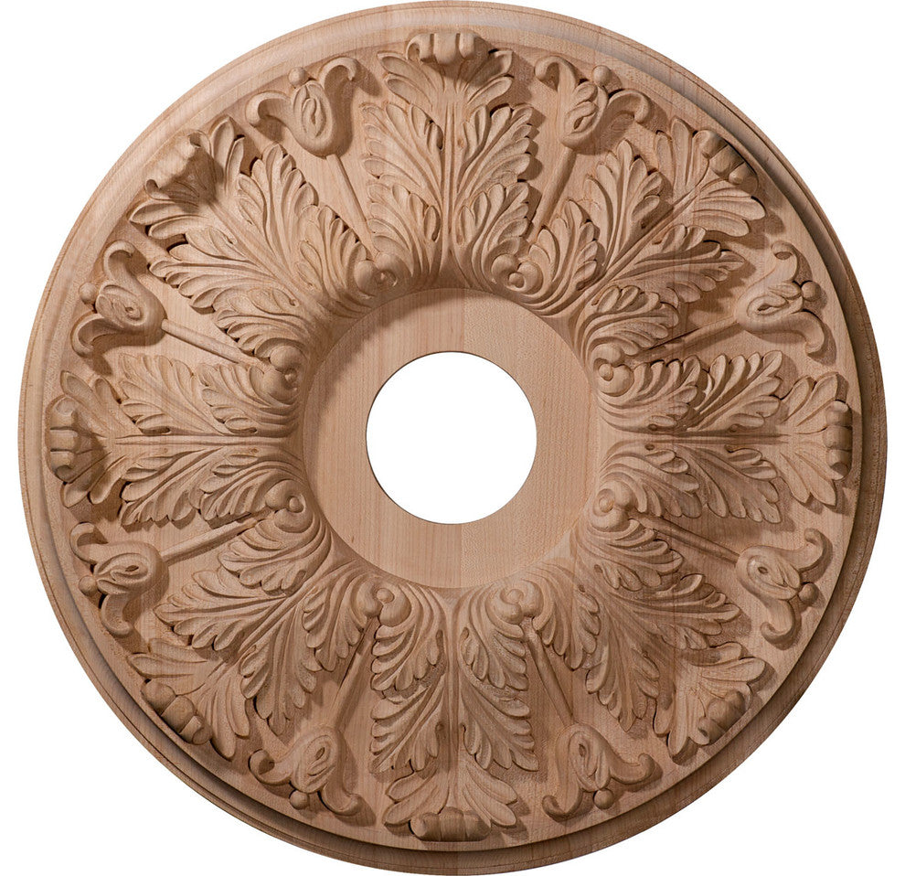 20"OD x 1 3/4"P Carved Florentine Ceiling Medallion, Red Oak