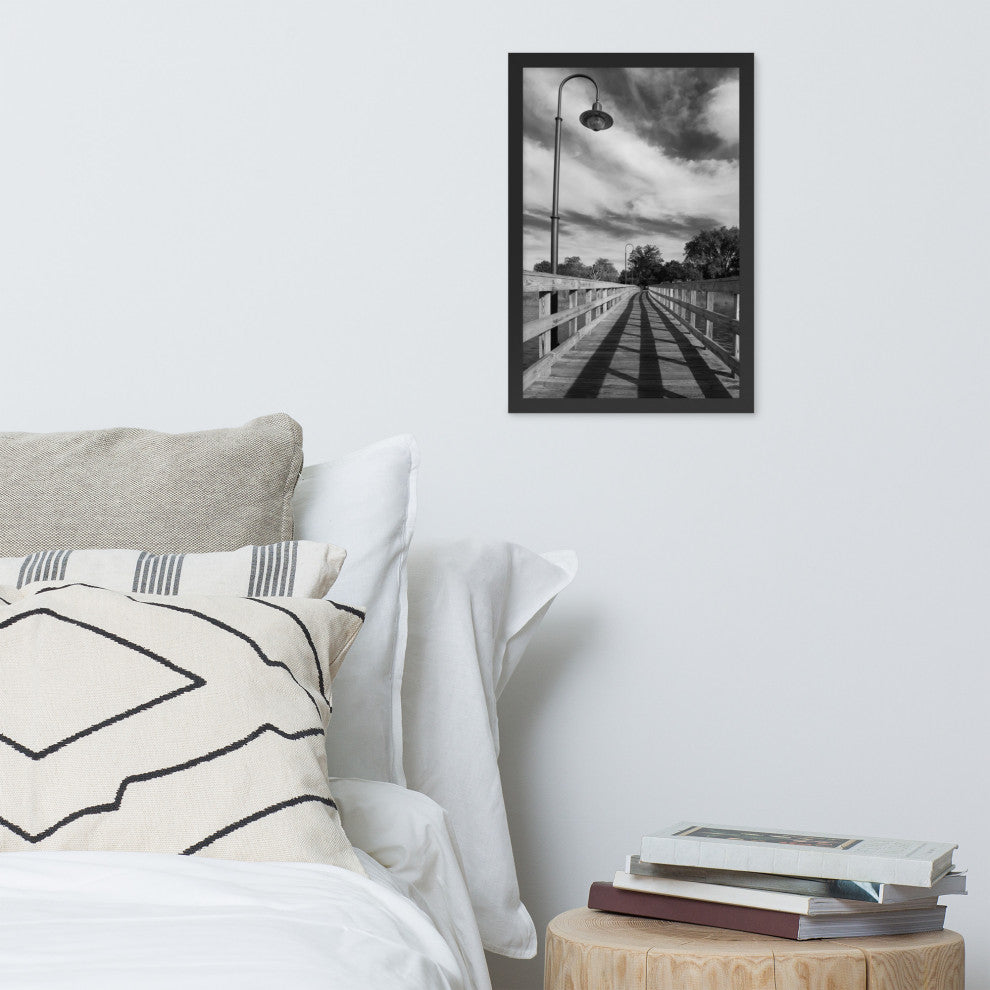 Follow the Lines Rural Landscape Framed Photo Paper Wall Art Prints, Black, 12" X 18"