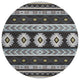 Indoor/Outdoor Phoenix PH3 Black Machine Washable 8' x 8' Round Rug