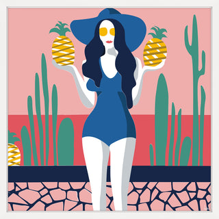 "Holding Pineapples" Framed Painting Print, 32"x32"