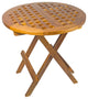 Teak Folding Deck Table, Round-Grate Top