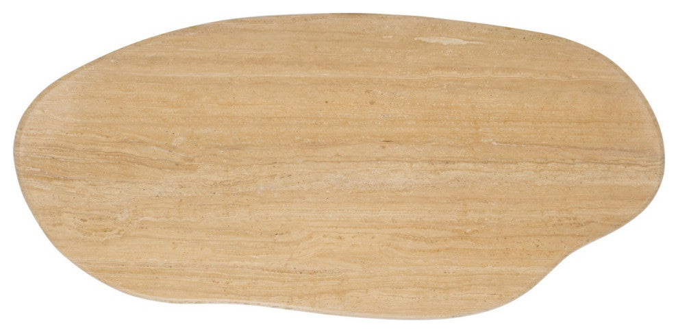 Safavieh Couture Celestyn Travertine Coffee Table, Travertine/Walnut