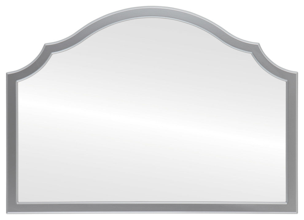 Pescara Framed Mantel Mirror, Peaks Cathedral, 38.4"x27.4", Silver Spray