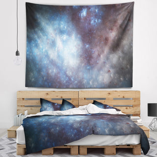 Blue Gray Starry Fractal Sky Abstract Wall Tapestry, 80"x68"