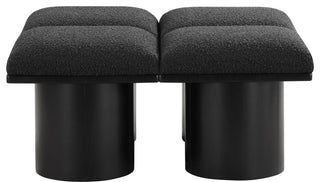 Pavilion Boucle Fabric Upholstered 4-Piece Modular Bench, Black, Black Finish