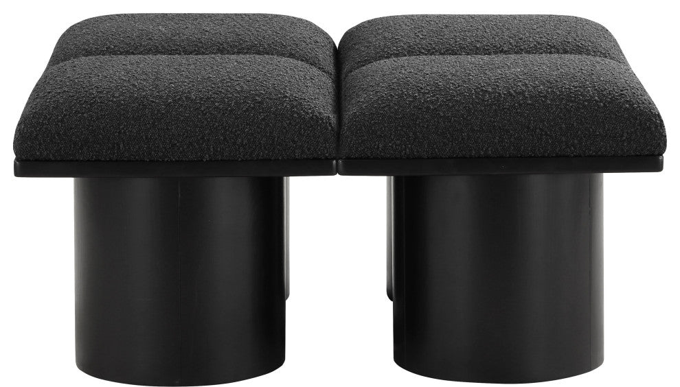 Pavilion Boucle Fabric Upholstered 4-Piece Modular Bench, Black, Black Finish