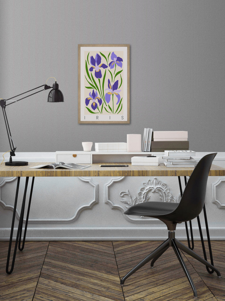 "Wild Iris Flowers" Framed Painting Print, 12x18