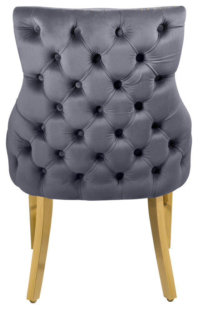The Tuft Dining Chair, Gray, Velvet, Set of 2