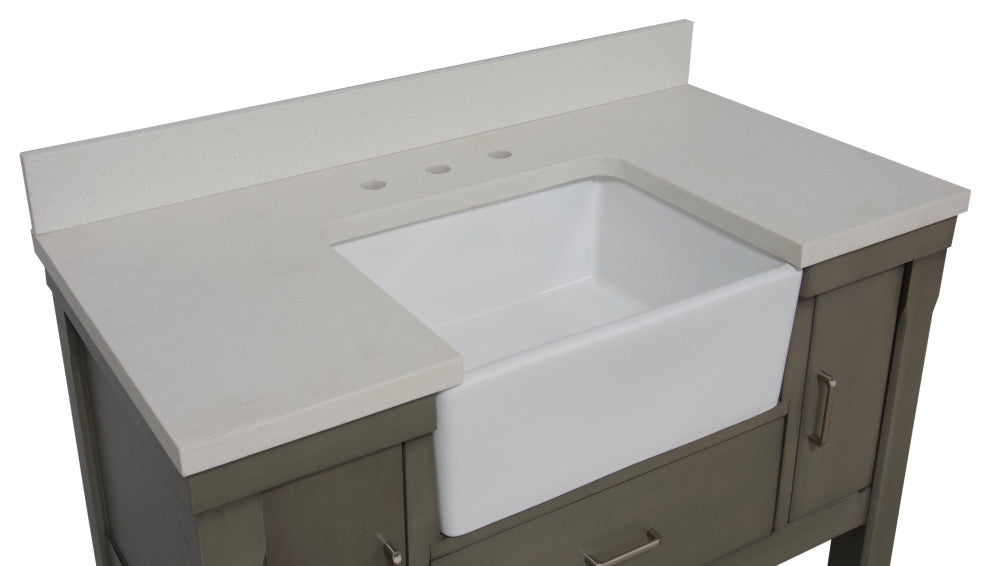 Charlotte 42" Bathroom Vanity, Weathered Gray, Quartz