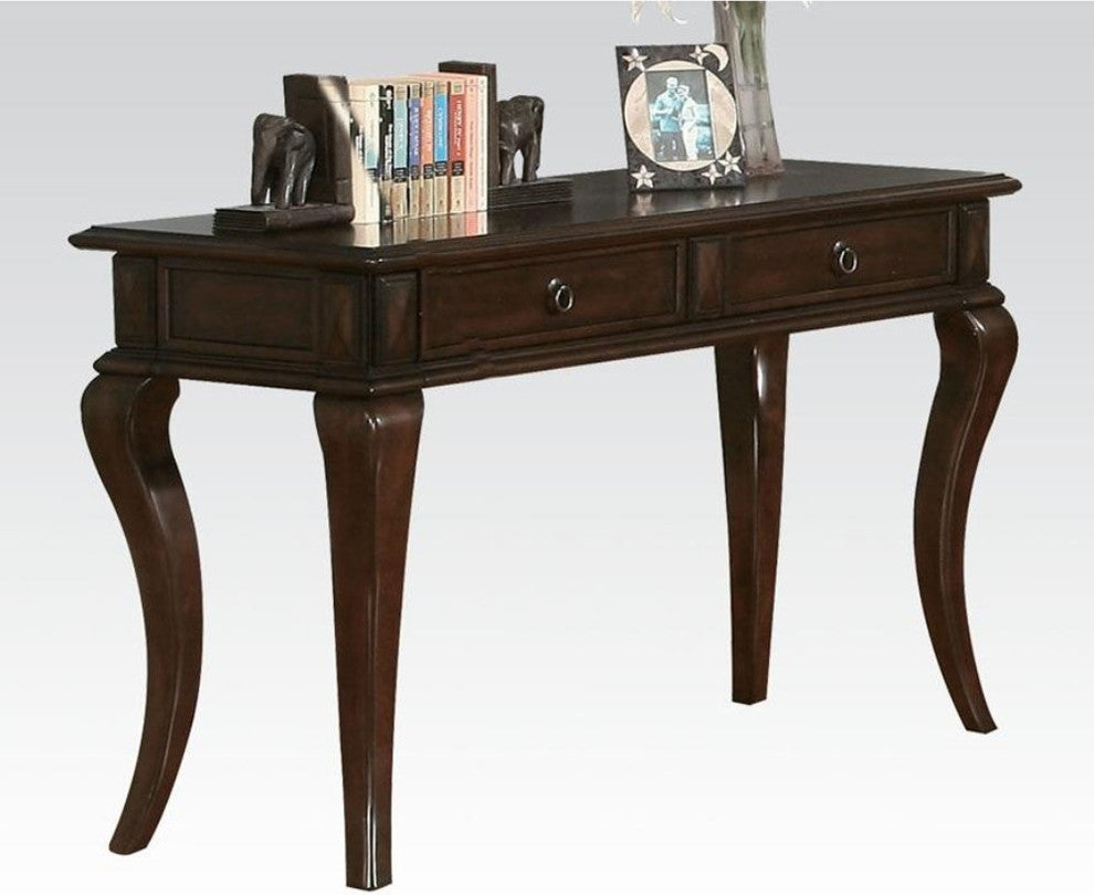 Benzara BM185762 Transitional Style Wood and Metal Sofa Table ,Drawers, Brown
