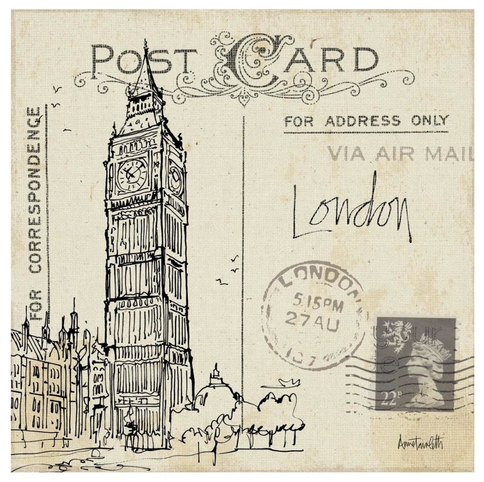 "Postcard Sketches II" Digital Paper Print by Anne Tavoletti, 32"x32"