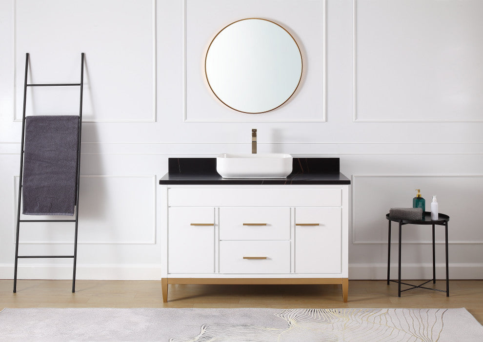 48" Tennant Brand Modern Style White  Beatrice Vessel Sink Bathroom Vanity
