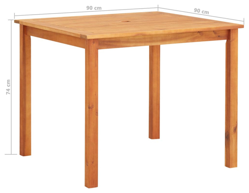 vidaXL Solid Acacia Wood 5 Piece Patio Dining Set with Cushions Table Chairs