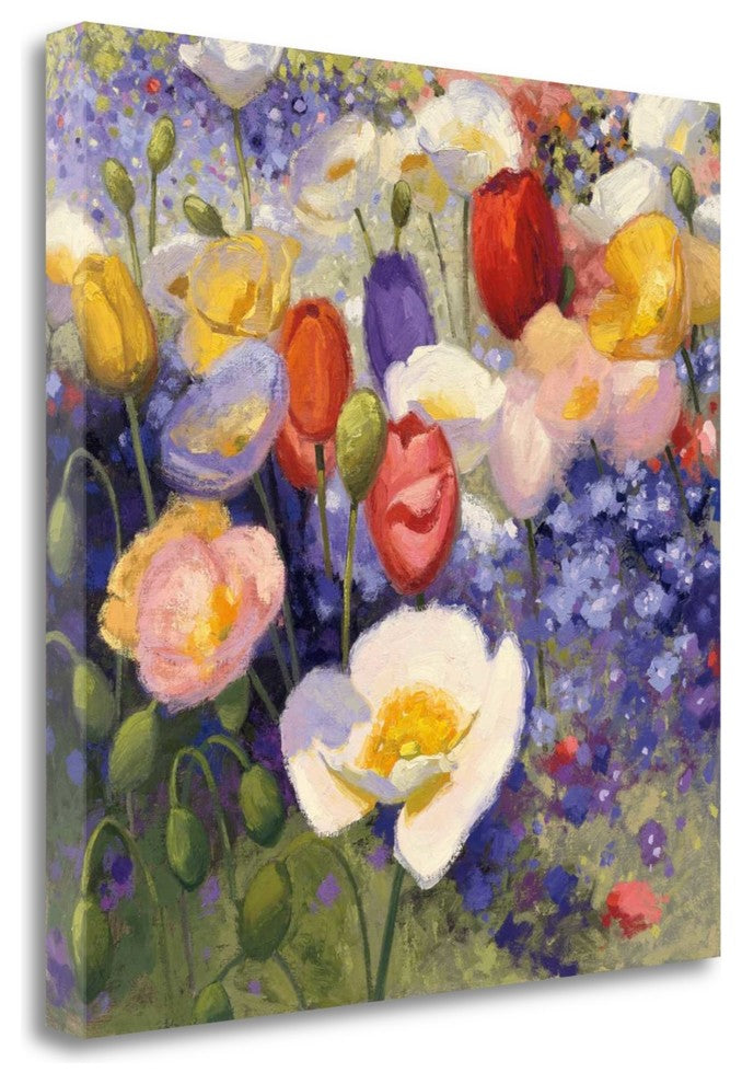 "Tulips And Poppy Party" By Shirley Novak, Giclee Print on Gallery Wrap Canvas