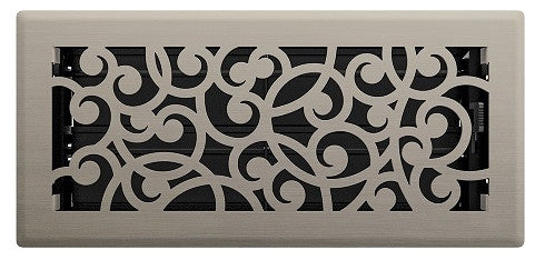 Wonderland Floor Register, Brushed Nickel, 4x10