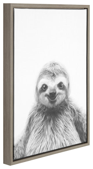 Sylvie Sloth 18x24, Gray Framed Canvas Wall Art by Simon Te Tai