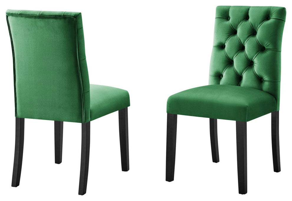Side Dining Chair, Set of 2, Green, Velvet, Modern, Cafe Bistro Hospitality