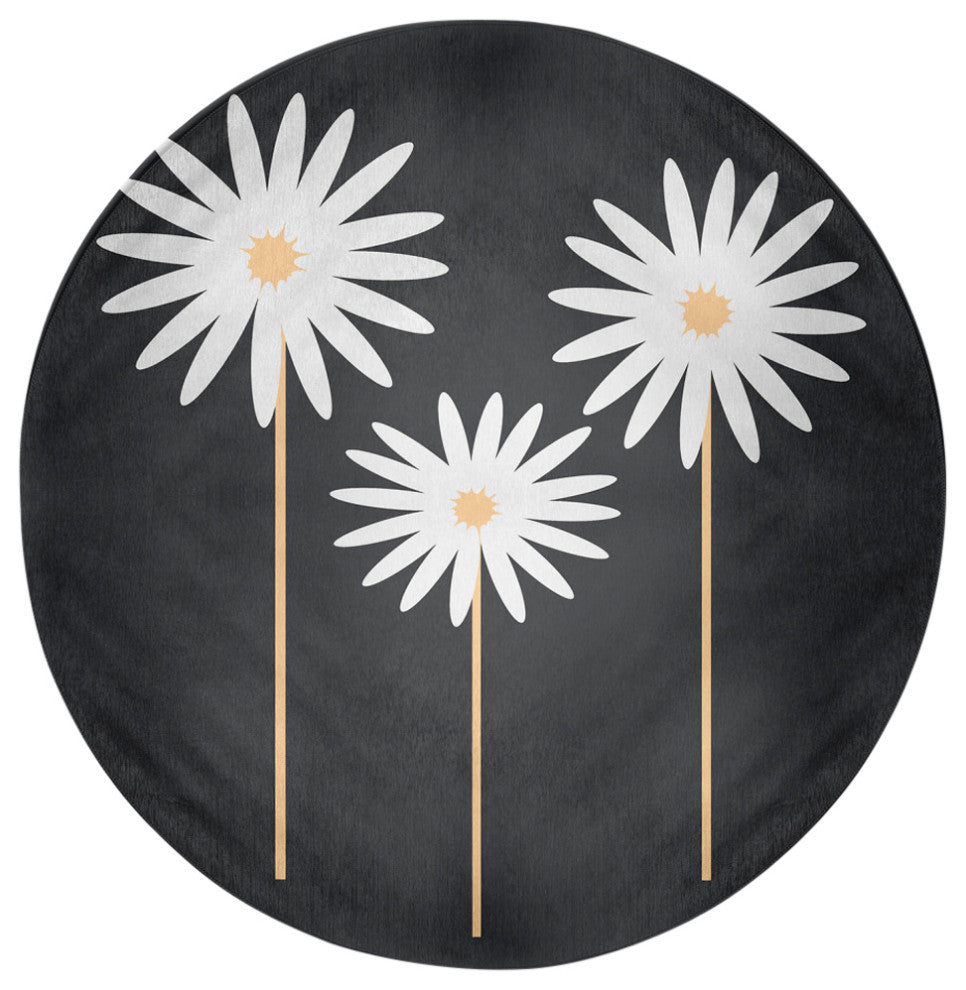 Floral Print Spring Chenille Rug, Pepper, 5' Round