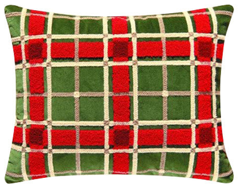 Jardin Rouge Boudoir Plaid Pillow by April Cornell
