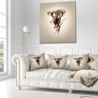 Mouflon Abstract Walking Animal Throw Pillow, 16"x16"