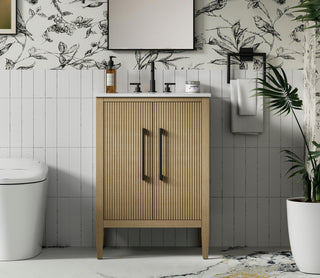 Home Living 24" Single Bathroom Vanity, Linen Oak