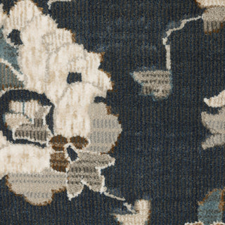 Emilia Bordered Traditional Blue/ Beige Area Rug 9'10" x 12'10"