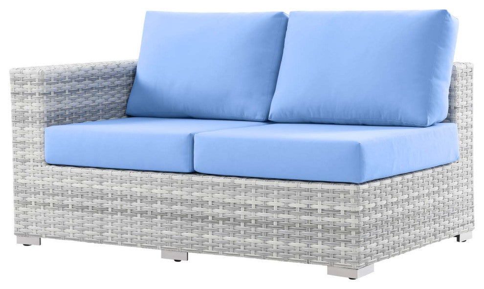 Lounge Sectional Sofa Chair Set, Rattan, Wicker, Gray Blue, Modern, Outdoor