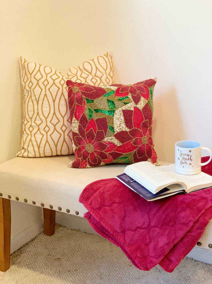 Decor Maisonette Pax Throw Pillow, Red (16"x16"x4")