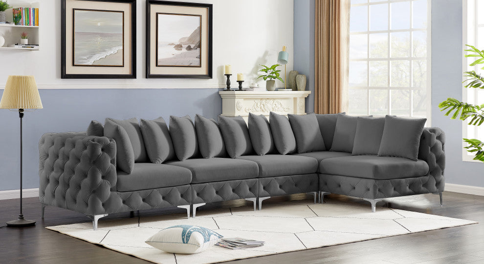 Tremblay Modular Sectional, Grey, L-Shaped, 5-Piece: Armless (3), Corner (2)