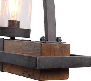 Rustic Wood Iron Hurricane 5 Light Chandelier | Kitchen Island Industrial Lodge
