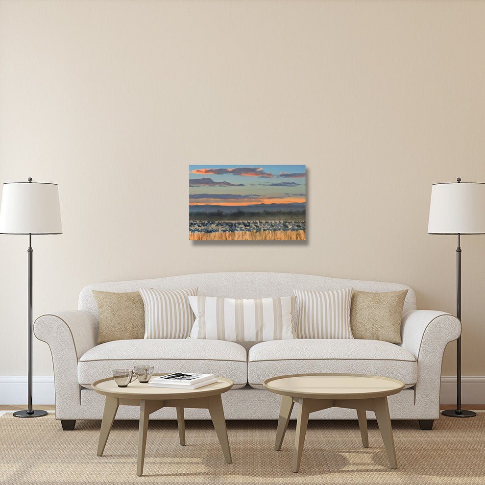 "Snow Geese and Sandhill Cranes, New Mexico" Paper Art, 36"x24"