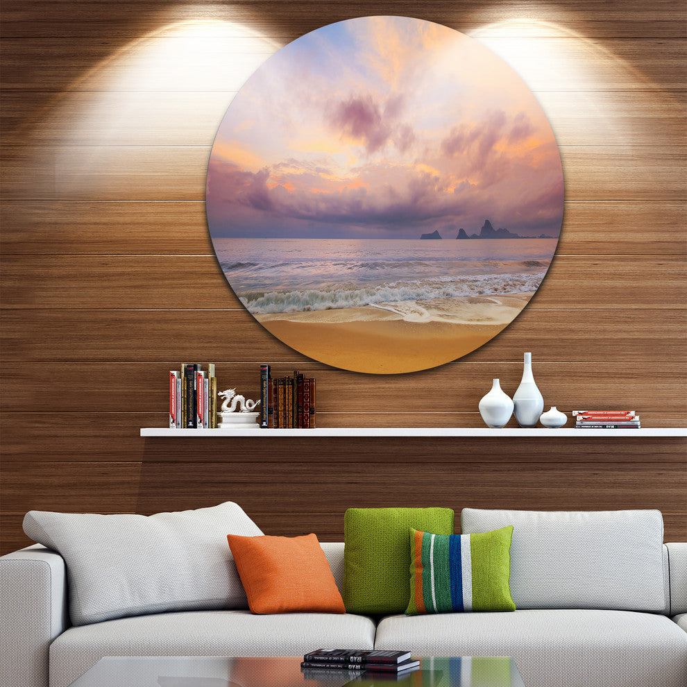 Bright Morning Over The Sea, Seashore Disc Metal Wall Art, 36"