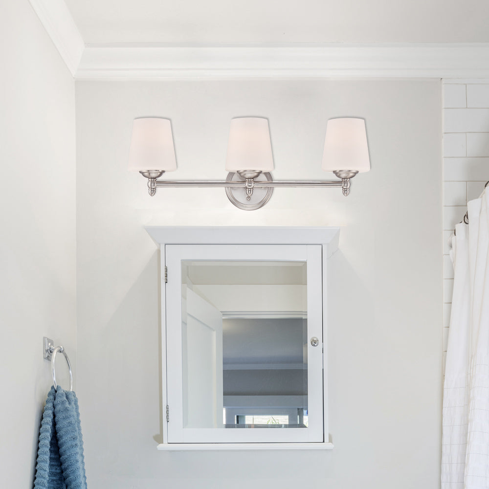 Darcy 3-Light Bath Bar, Brushed Nickel