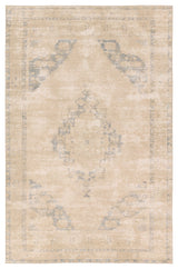 Label J Sibit EDA02 Medallion Tan and Slate Area Rug, 7'6"x9'10"