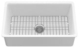Sinber 32" Drop in Single Bowl Kitchen Sink with Fireclay White Finish