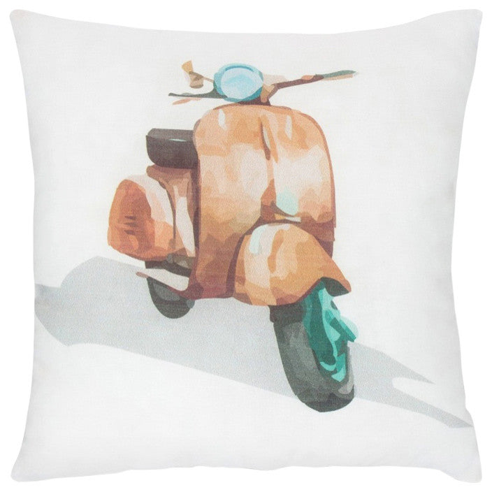 Motorbike Print Square Pillow