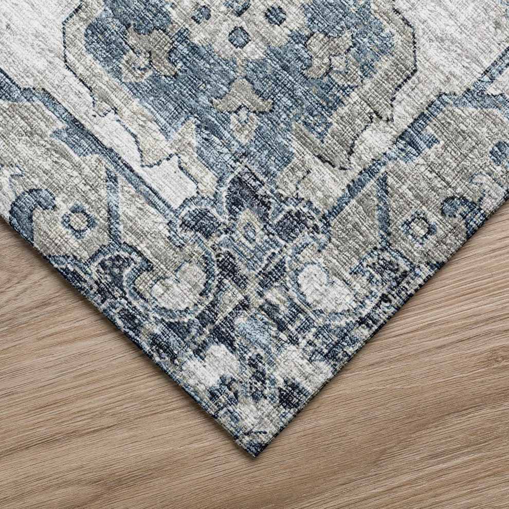 Indoor/Outdoor Marbella MB3 Denim Machine Washable 10' x 10' Round Rug