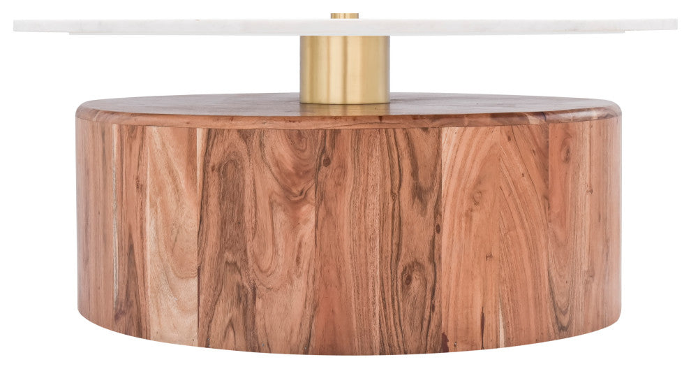 Stonewood Coffee Table, Marble Top, Acacia Wood Base