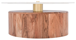 Stonewood Coffee Table, Marble Top, Acacia Wood Base