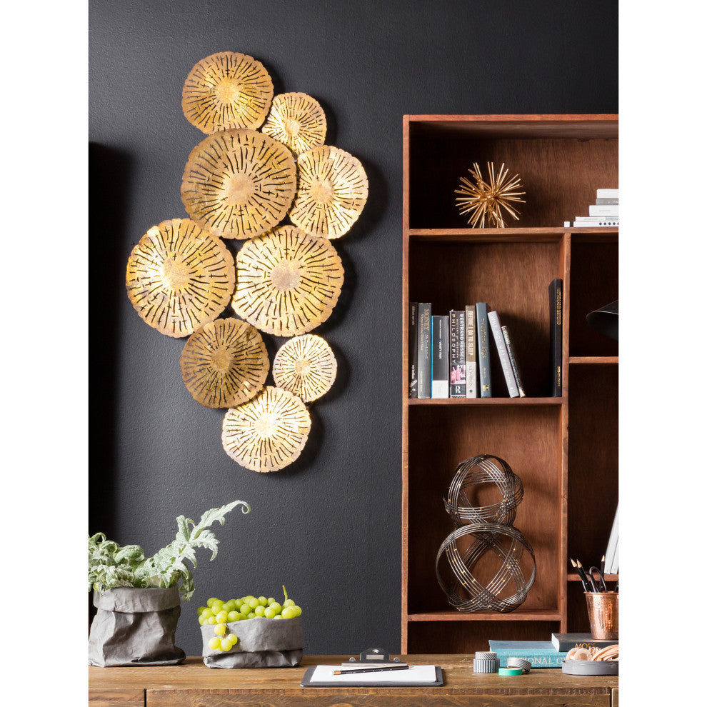 Contemporary Small Circles Wall Dcor Gold - Gold