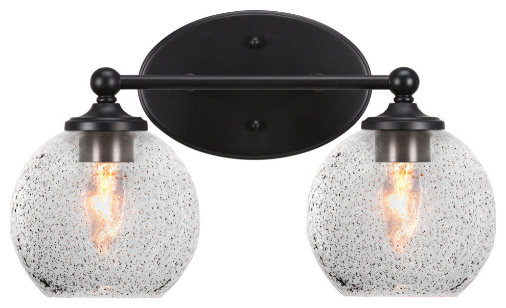 Capri 2-Light Bath Bar, Matte Black/Smoke Bubble